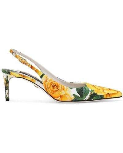 Dolce & Gabbana Zapatos de tacón con estampado floral - Metálico