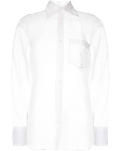Woera Long-sleeve Sheer Shirt - White