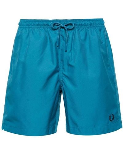 Fred Perry Mid-rise Swim Shorts - Blue