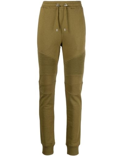 Balmain Pantalones de chándal slim con paneles - Verde