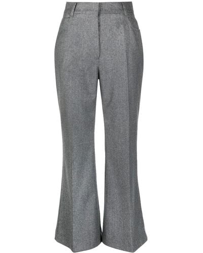 Stella McCartney Pantalon de tailleur en laine à coupe évasée - Gris