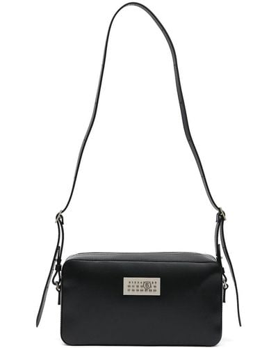 MM6 by Maison Martin Margiela Small Numeric Leather Shoulder Bag - Black