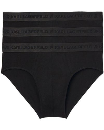 Karl Lagerfeld Drie Slips Met Logoband - Zwart