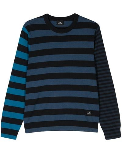 PS by Paul Smith Pull en coton à rayures - Bleu