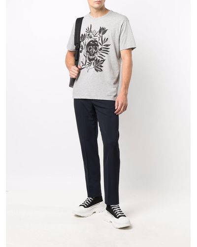 Alexander McQueen T-Shirt mit grafischem Print - Grau