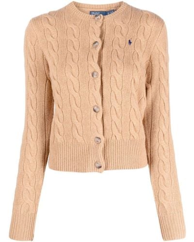 Polo Ralph Lauren Polo Pony-motif Cable-knit Cardigan - Natural
