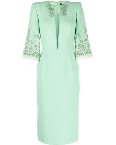 Jenny Packham Sandrine Bead-embellished Midi Dress - Green