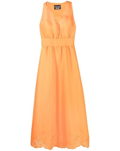 Boutique Moschino Lace-trimmed Midi Dress - Orange