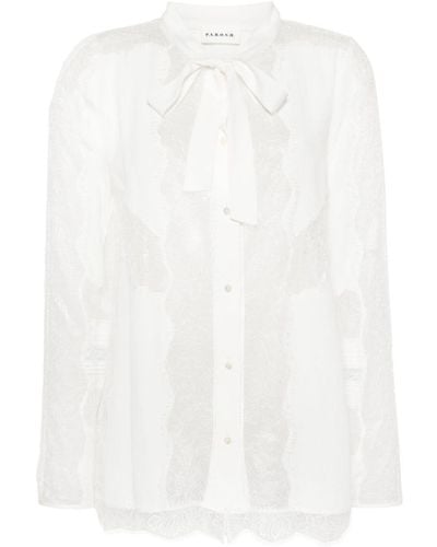 P.A.R.O.S.H. Semi-sheer Lace Shirt - White