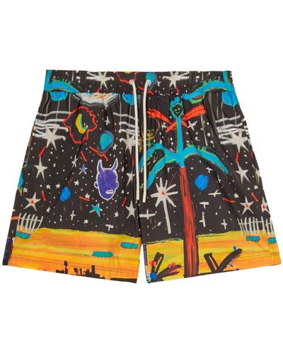 Palm Angels Starry Raffia Swim Shorts - Black