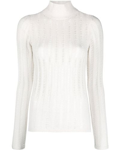 Totême Gerippter Pullover mit Stehkragen - Weiß
