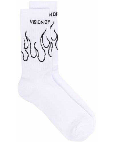 Vision Of Super Flame-print Ankle Socks - White