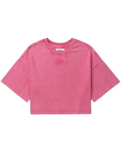 Izzue Cropped-T-Shirt mit Logo-Patch - Pink