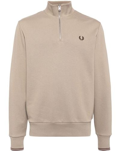Fred Perry Logo-embroidered High-neck Jumper - Natural