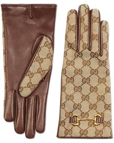 Gucci GG Supreme Gloves - Brown
