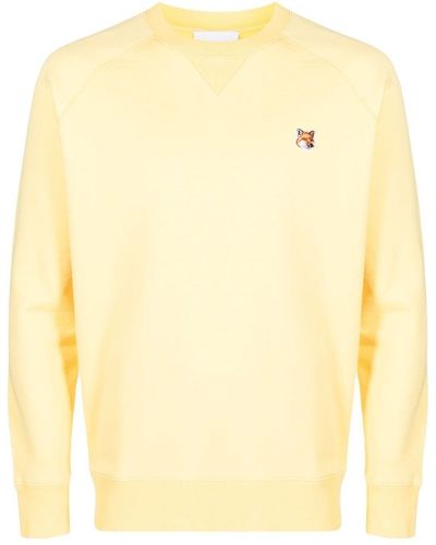 Maison Kitsuné Sweatshirt mit Fuchs-Patch - Gelb