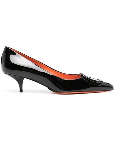 Santoni 48mm Pointed-toe Patent Leather Court Shoes - Black