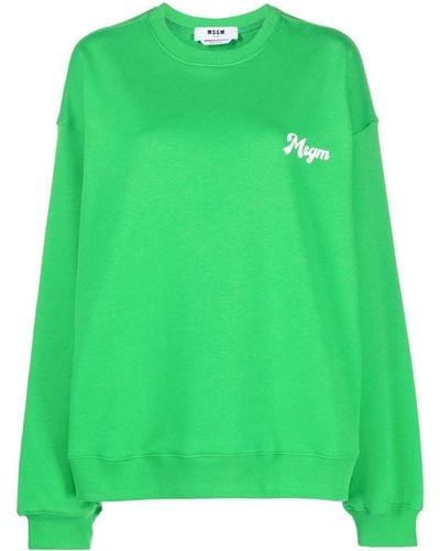 MSGM Katoenen Sweater Met Logoprint - Groen