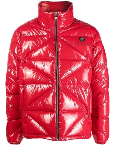 Philipp Plein High-shine Padded Jacket - Red