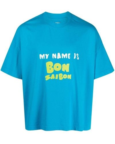 Bonsai T-shirt en coton à imprimé graphique - Bleu