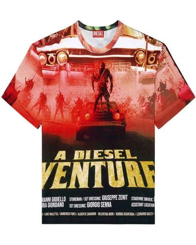 DIESEL T-Boxt-Adventure T-Shirt With Film Print - Red