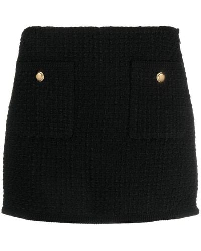 Miu Miu Button-detail Bouclé Miniskirt - Zwart