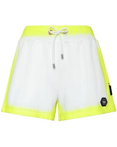 Philipp Plein Pantalones cortos con parche del logo - Amarillo