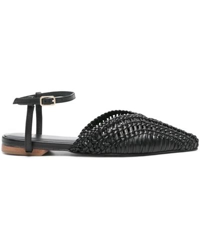 Patrizia Pepe Interwoven Leather Ballerina Shoes - Black