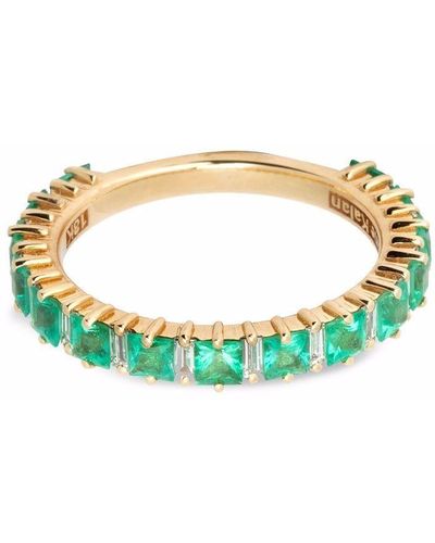Suzanne Kalan 18kt Yellow Gold Emerald And Diamond Band Ring - Metallic