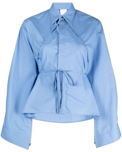 MM6 by Maison Martin Margiela Tie-fastening Cotton Shirt - Blue