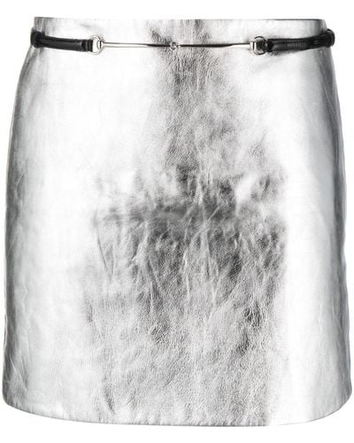 Gucci Metallic Leather Miniskirt - White
