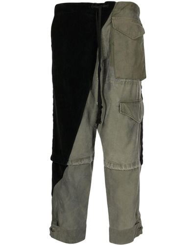 Greg Lauren Army Jacket Tux Hose aus Samt - Grau