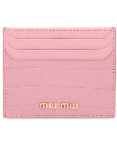 Miu Miu Crocodile-print Card Holder - Pink