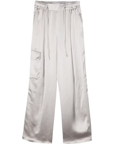 Yves Salomon Pantalon en satin à coupe ample - Blanc