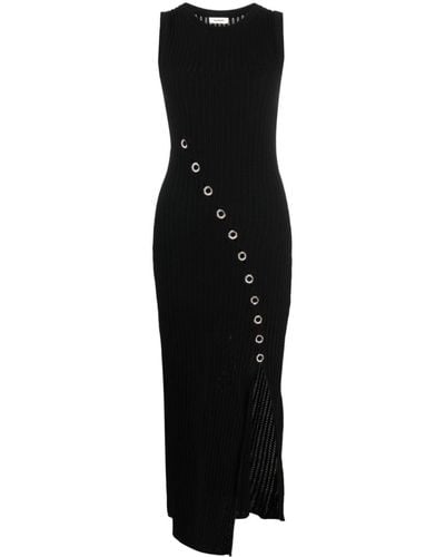 Sandro Crystal-embellished Ribbed-knit Maxi Dress - Black