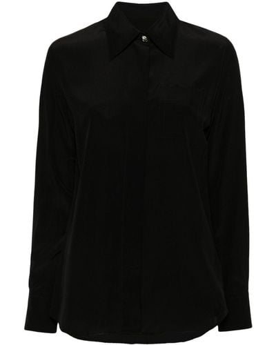Lanvin Floral-buttons Silk Shirt - Black