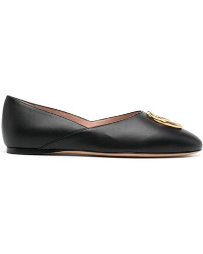 Bally Gerry Leather Ballerina Shoes - Black