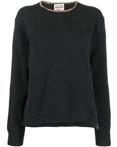 Semicouture Contrast-stitching Knitted Jumper - Black
