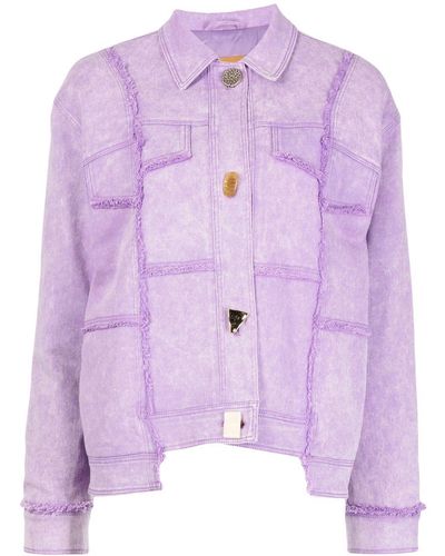 Rejina Pyo Blanca Asymmetric Denim Jacket - Purple