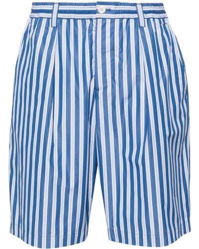 Marni Striped Cotton Bermuda Shorts - Blue