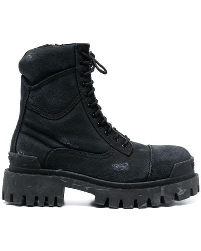 Balenciaga Lace-up Combat Boots - Black