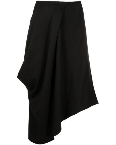 UMA | Raquel Davidowicz Asymmetric Draped Midi Skirt - Black