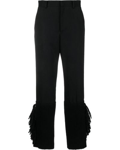 Undercover Frayed-trim Cropped Trousers - Black