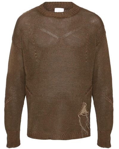 Roa Threads-detailed Hemp-blend Sweater - Brown