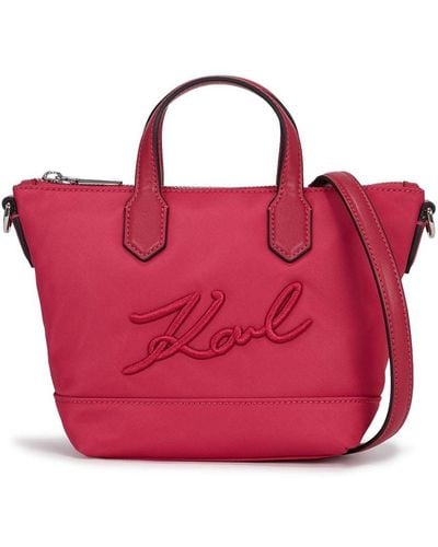 Karl Lagerfeld Small K/signature Logo-appliqué Tote Bag - Red