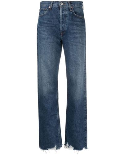 Agolde Distressed-finish Straight-leg Jeans - Blue