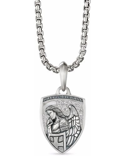 David Yurman Pendente St. Michael in argento sterling con diamanti - Metallizzato