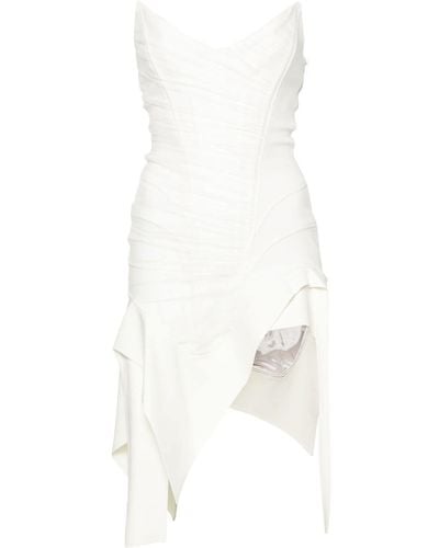 Mugler Asymmetric Bustier Mini Dress - White