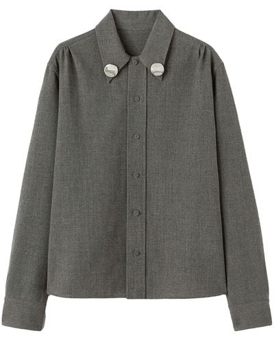 Jil Sander Metallic-detail Wool Shirt - Gray