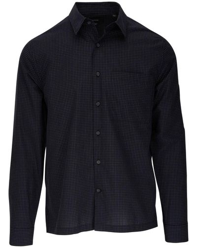 Vince Checkered Spread-collar Shirt - Blue